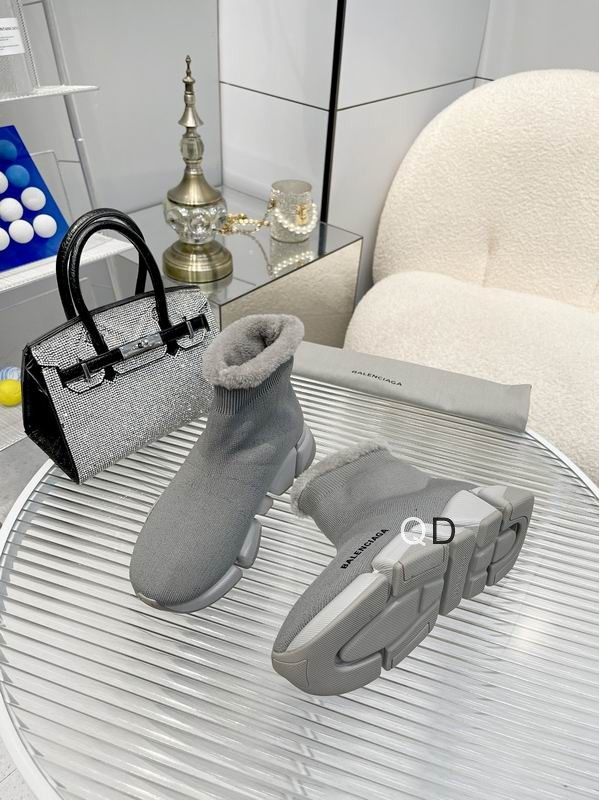 Balenciaga Speed 2.0 Recycled Fake Fur Gray
