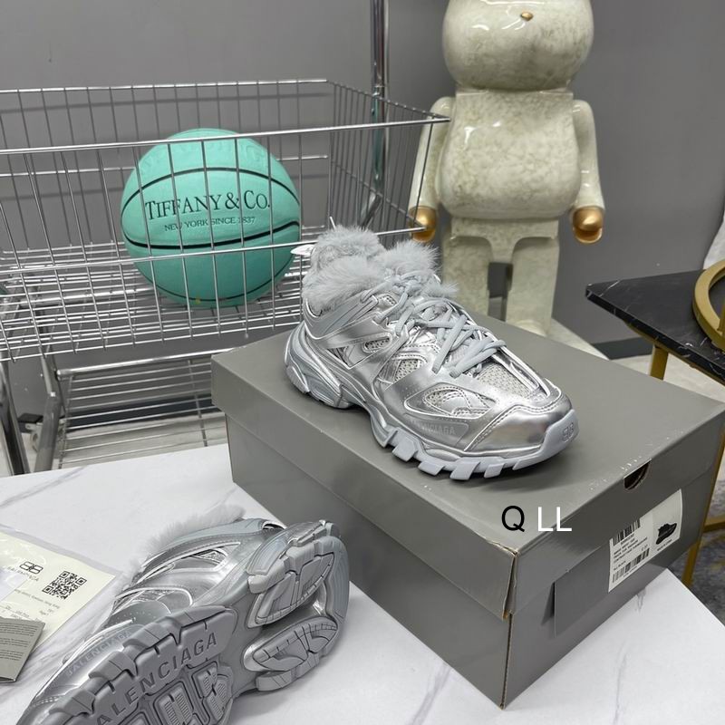 Balenciaga Track Faux Fur Silver