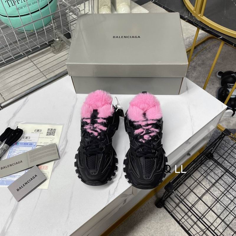 Balenciaga Track Fake Fur Black Pink