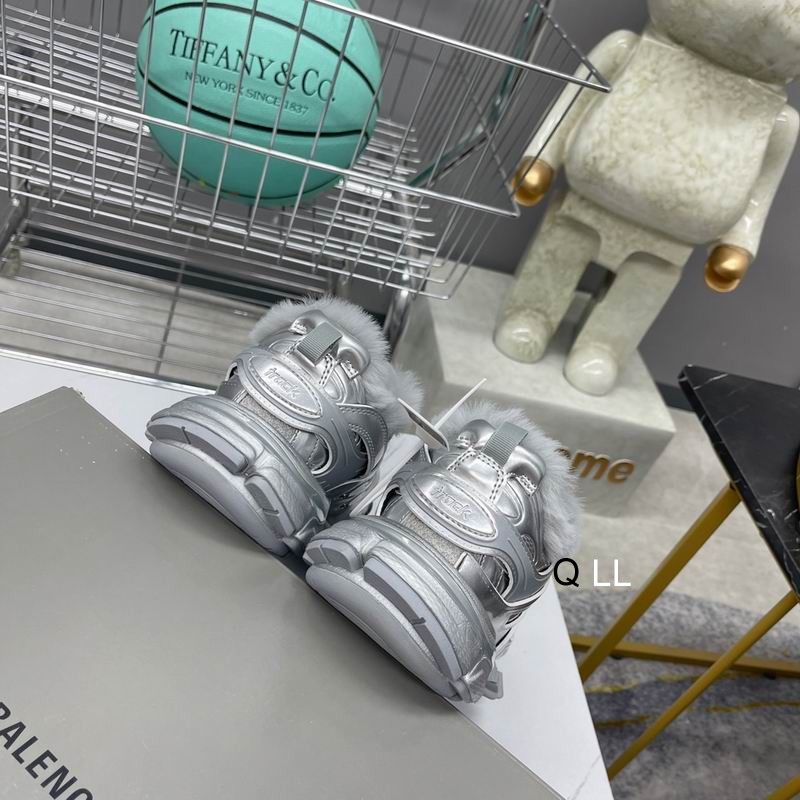 Balenciaga Track Faux Fur Silver