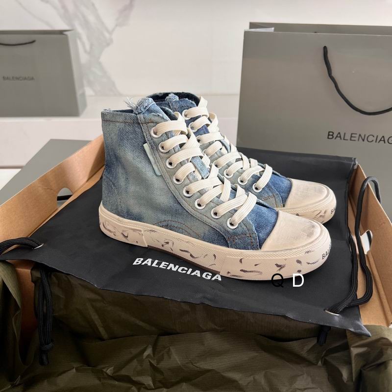 Balenciaga Paris High Top Blue Destroyed Denim