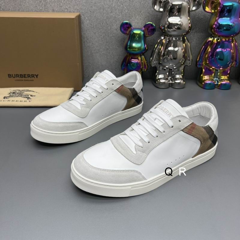 Burberry Leather Suede and House Check Sneakers Optic White