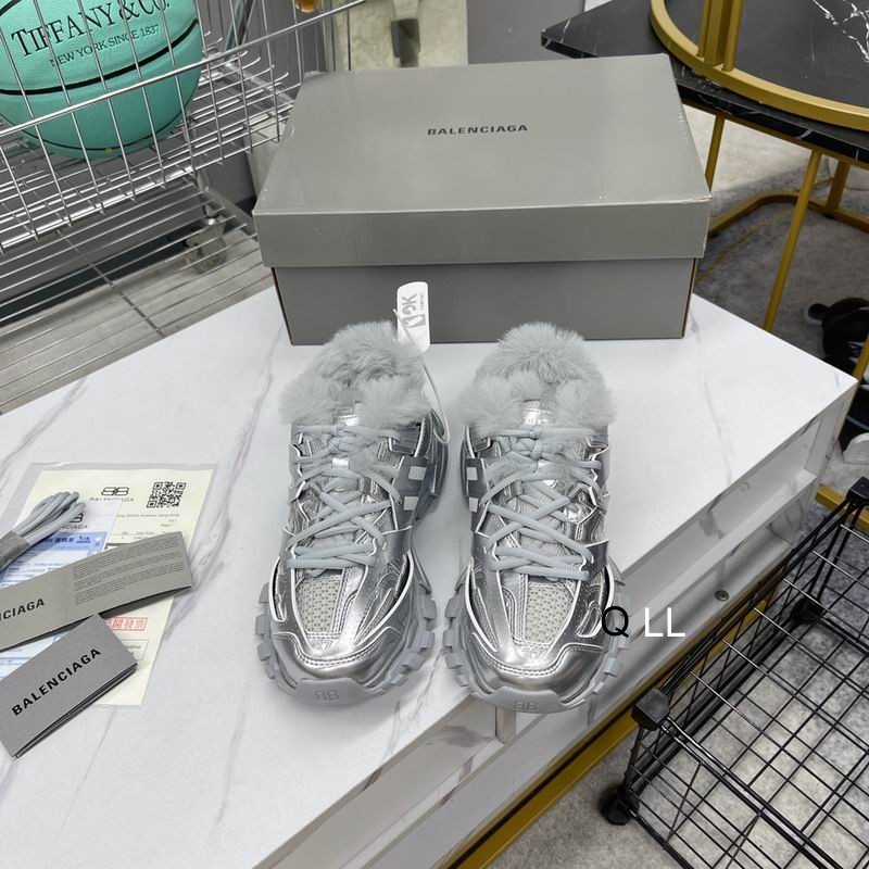 Balenciaga Track Faux Fur Silver