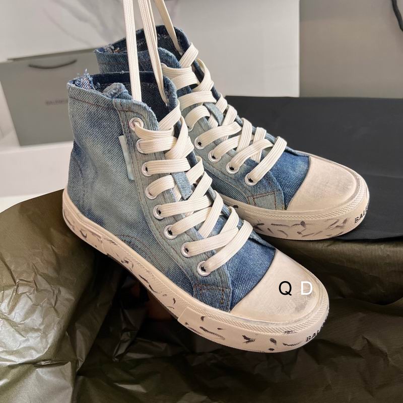 Balenciaga Paris High Top Blue Destroyed Denim