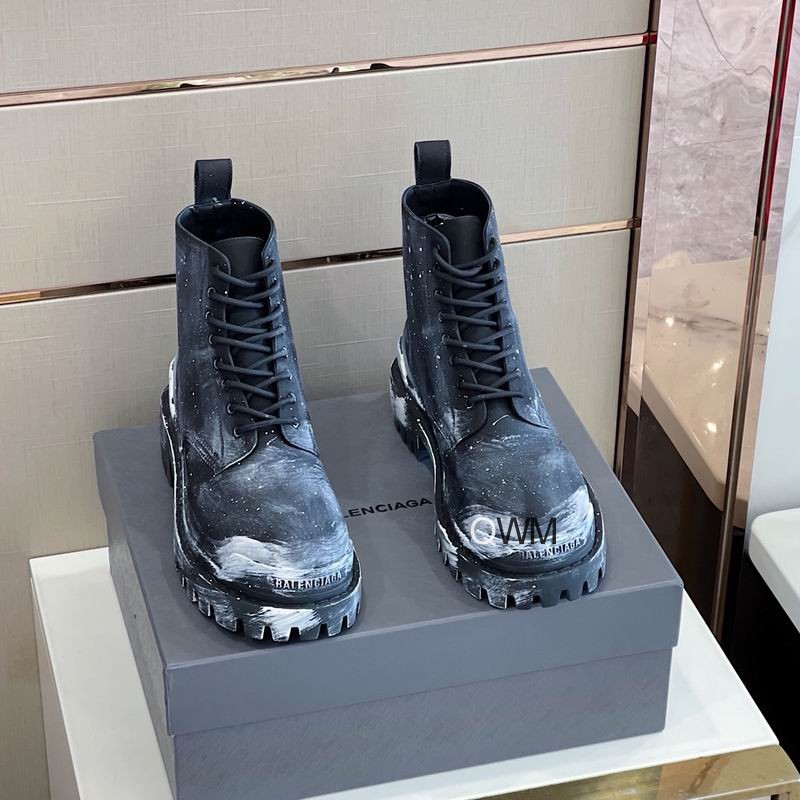 BALENCIAGA Strike Distressed Canvas Ankle Boots
