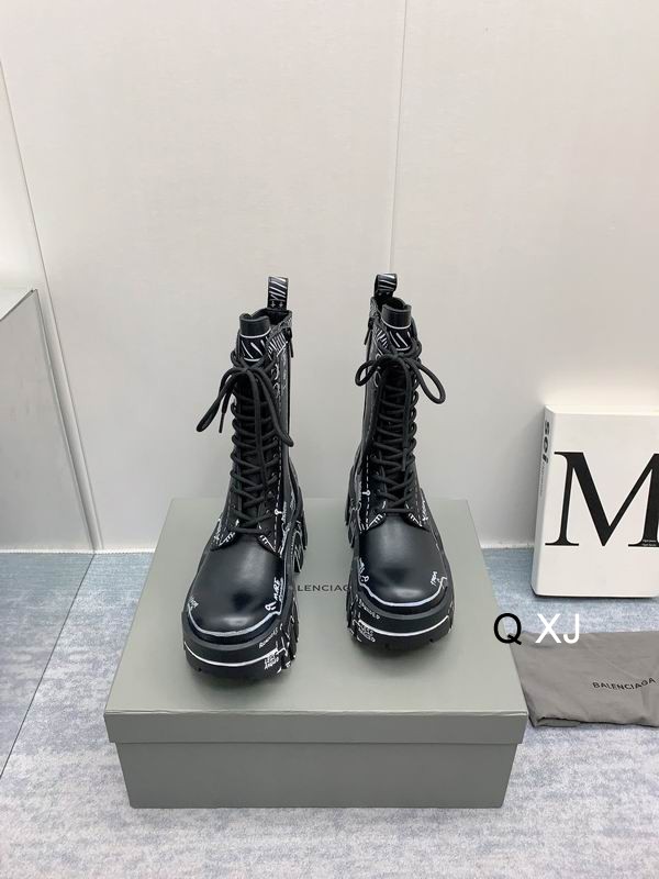Balenciaga Bulldozer Laceup Boot Black Outline Calfskin