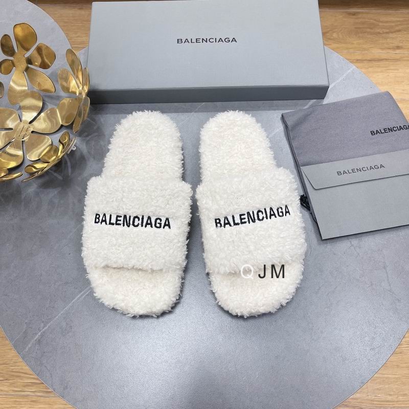 Balenciaga Furry Slide White