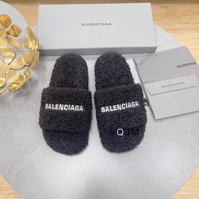 Balenciaga Furry Slide Black