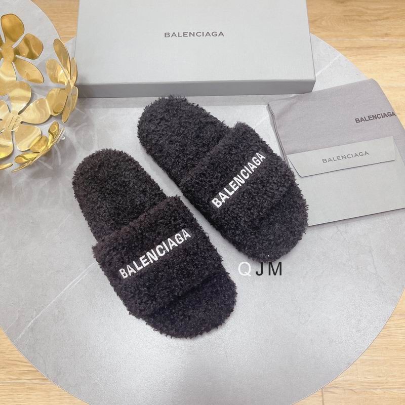 Balenciaga Furry Slide Black