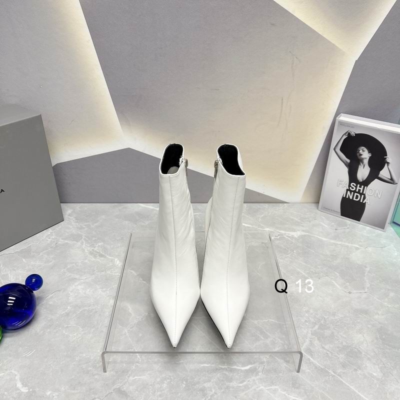Balenciaga White Lizard Embossed Leather Ankle Boots