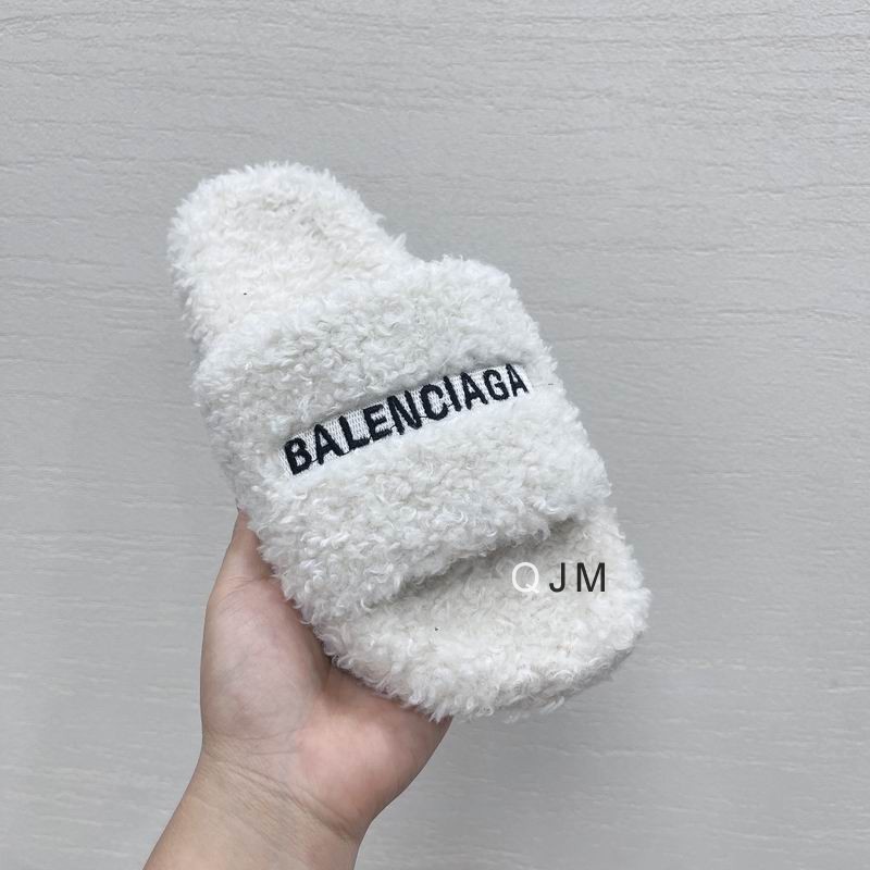 Balenciaga Furry Slide White