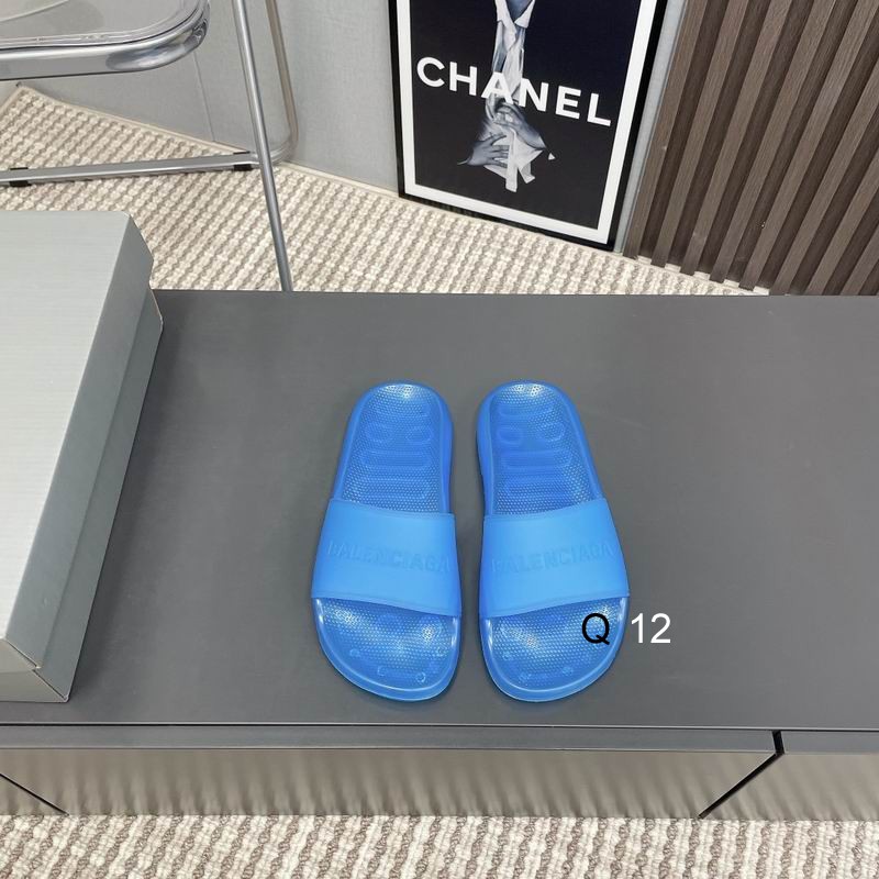 Balenciaga pool rubber slide sandals blue