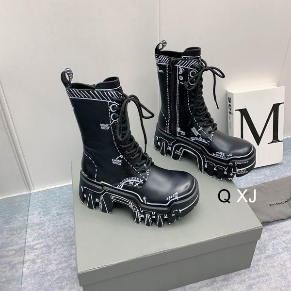 Balenciaga Bulldozer Laceup Boot Black Outline Calfskin