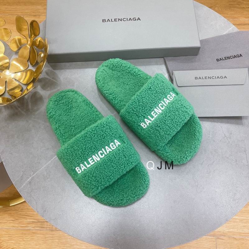 Balenciaga Furry Slide Green