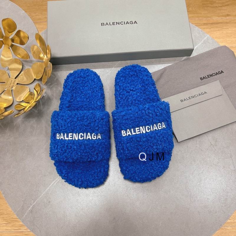 Balenciaga Furry Slide Navy