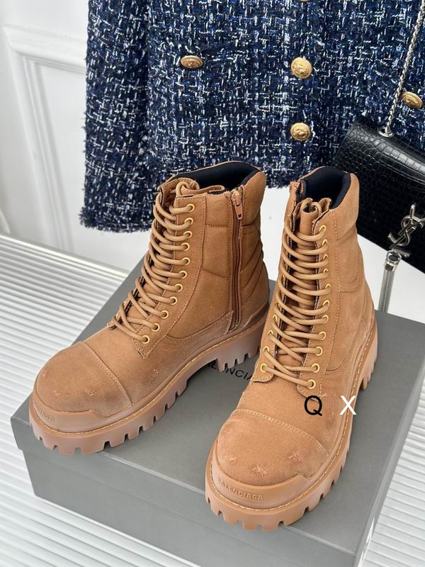 BALENCIAGA Balenciaga Combat Strike Canvas Lace-Up Boots brown