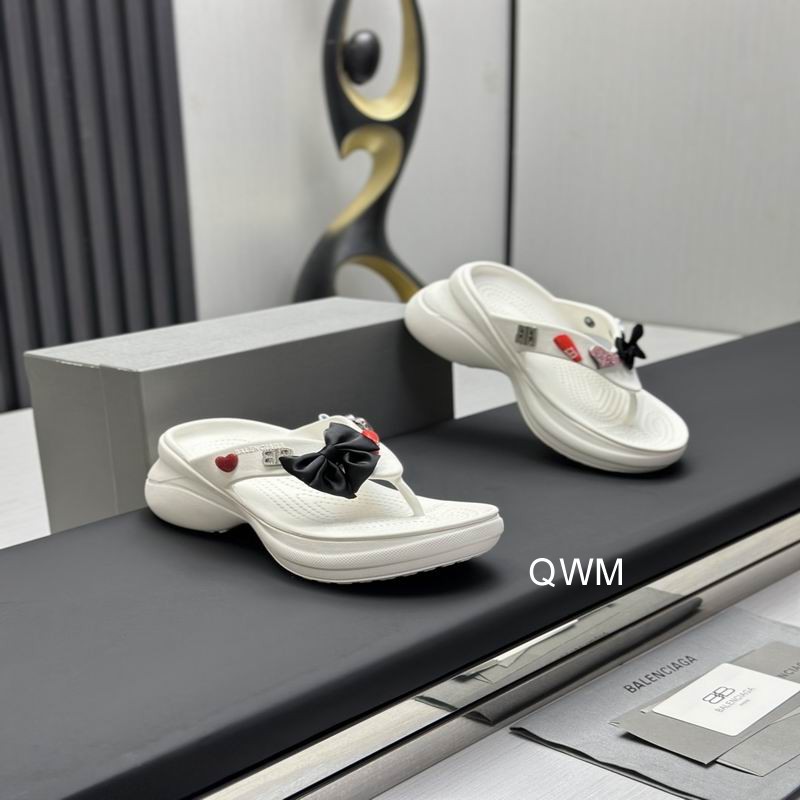 Balenciaga Crocs™ Thong in white rubber with Jibbitz™