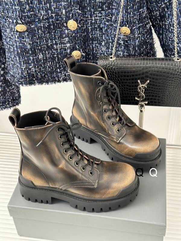 Balenciaga Strike Bootie L20 Combat Boots In Black Leather