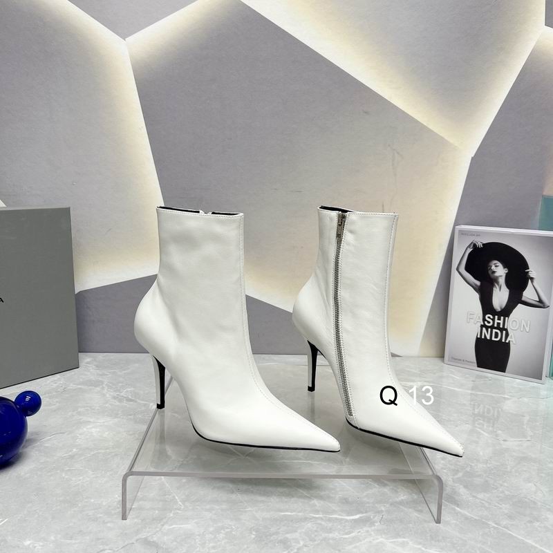 Balenciaga White Lizard Embossed Leather Ankle Boots