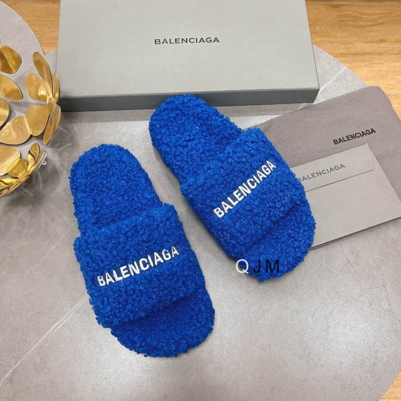 Balenciaga Furry Slide Navy