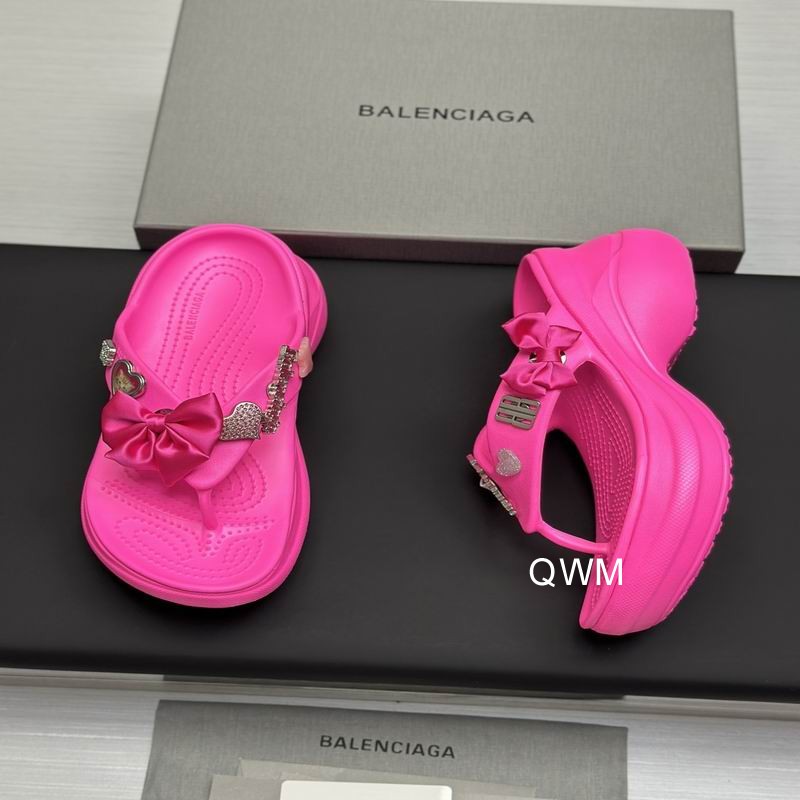 Balenciaga Crocs™ Thong in glossy pink rubber with Jibbitz™