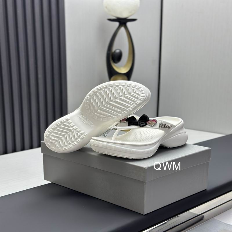 Balenciaga Crocs™ Thong in white rubber with Jibbitz™