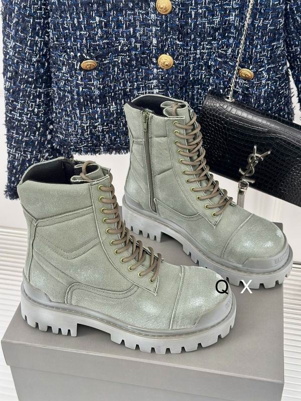 Balenciaga Combat Strike Boots Washed Green Cotton