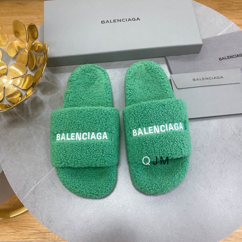 Balenciaga Furry Slide Green