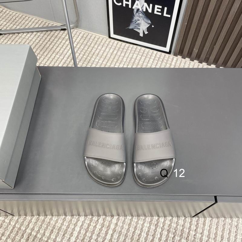 Balenciaga pool rubber slide sandals gray