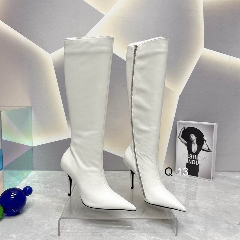 Balenciaga White pointed high-heeled knee high boots