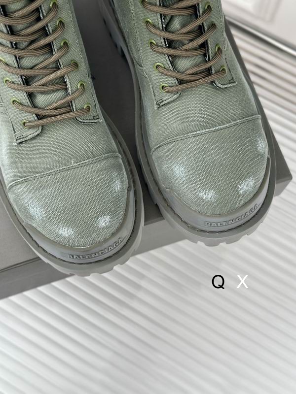 Balenciaga Combat Strike Boots Washed Green Cotton