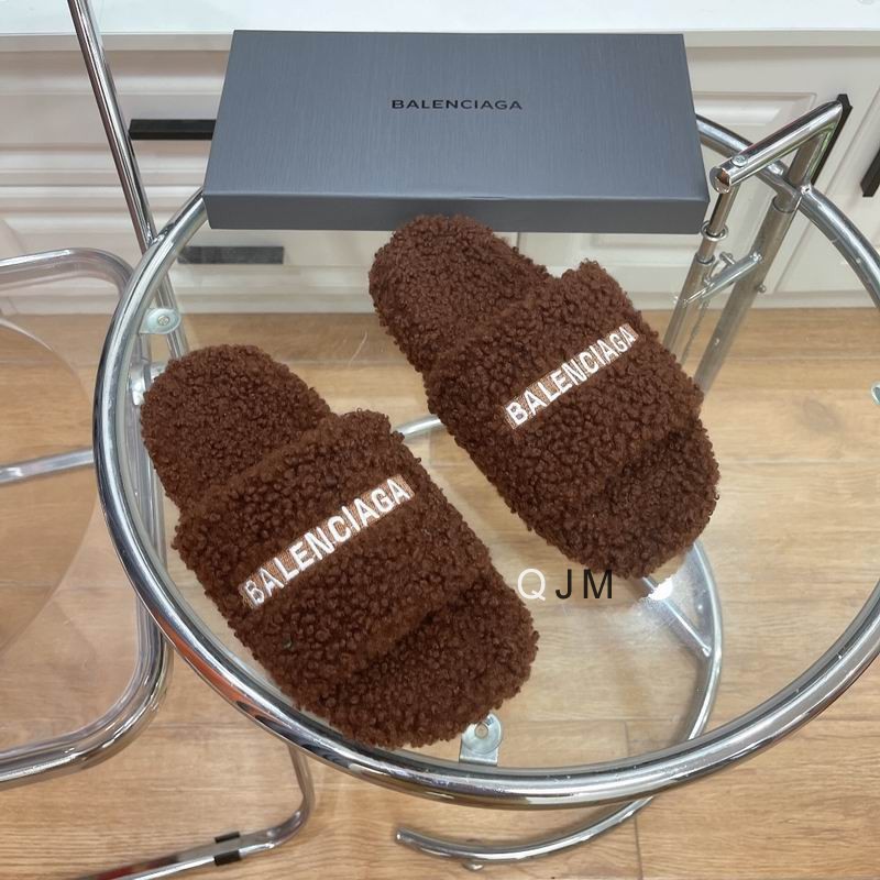 Balenciaga Furry Slide Brown