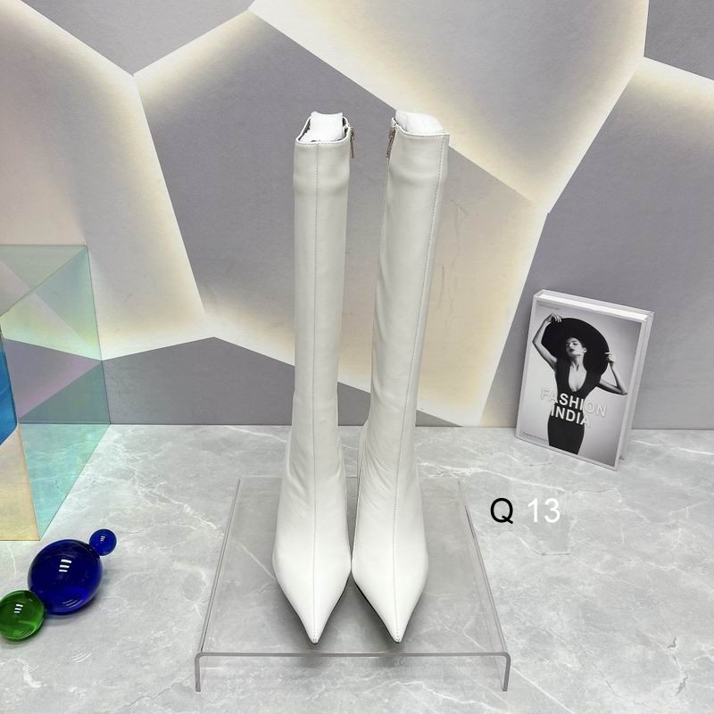Balenciaga White pointed high-heeled knee high boots