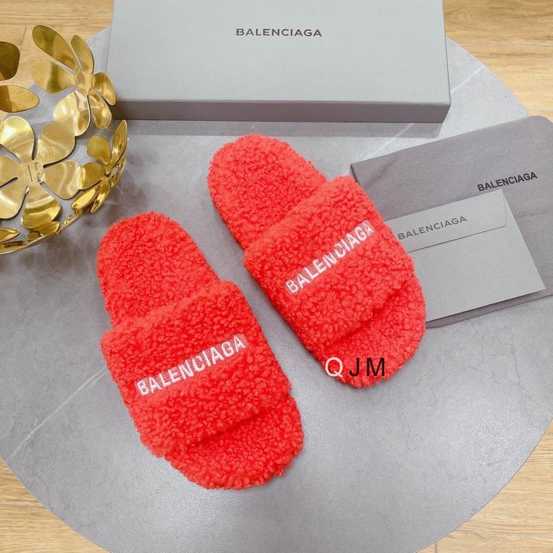 Balenciaga Furry Slide Red