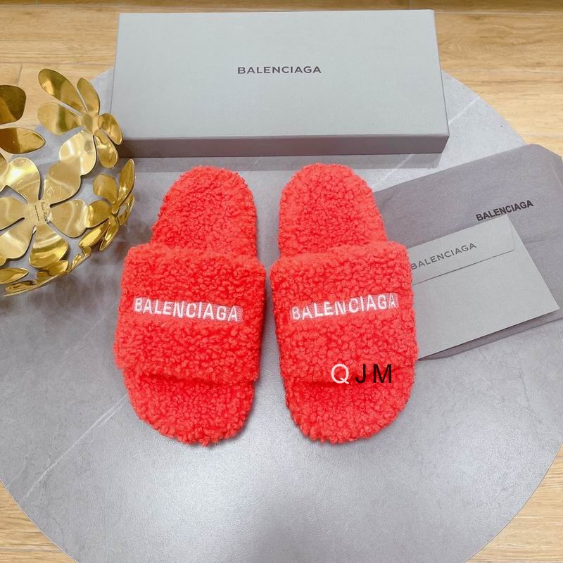 Balenciaga Furry Slide Red
