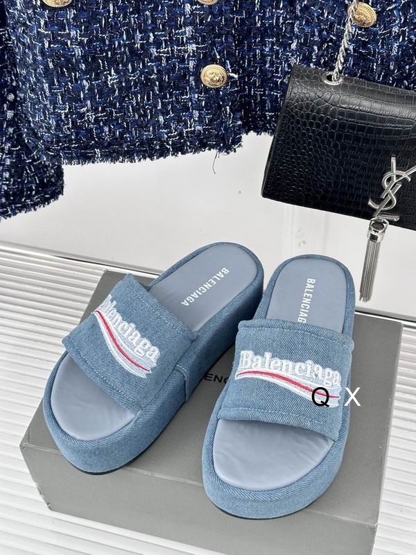 Balenciaga Thick soled knitted slippers Blue