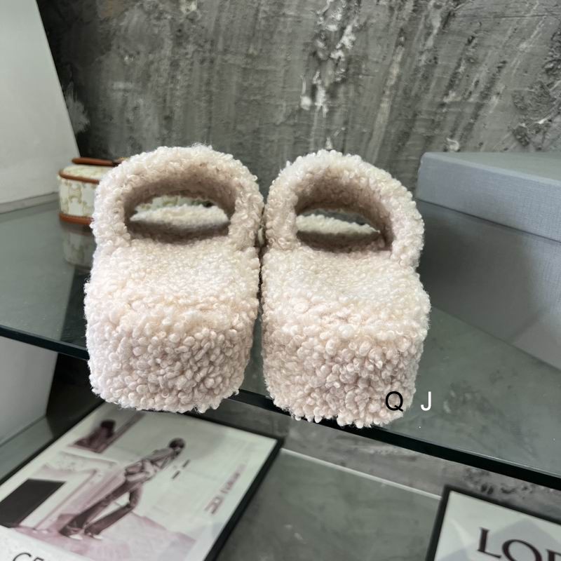 Balenciaga Furry Platform Sandal Beige White Red