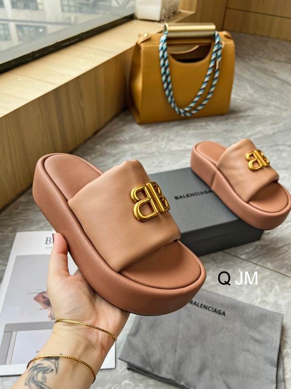 BALENCIAGA Pool BB Slide Sandal Reddish brown