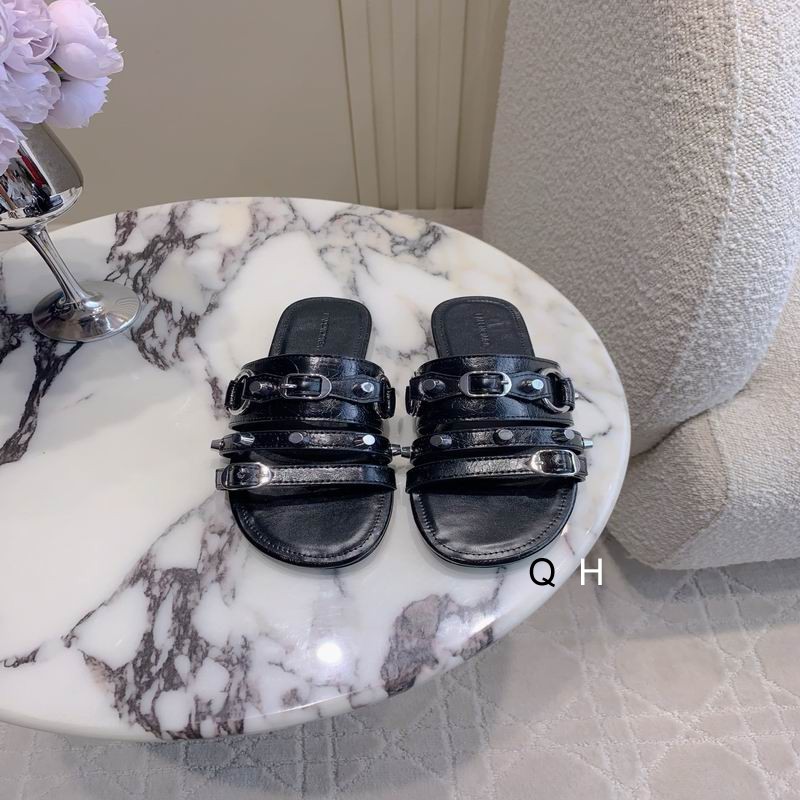 Balenciaga City Slide Sandals Metal Ring Black