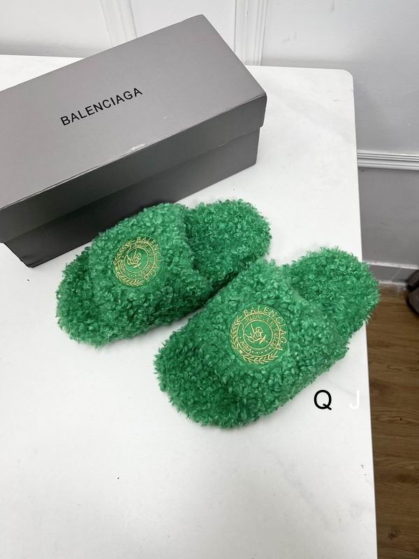 Balenciaga Furry Sandal Green