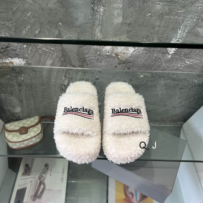 Balenciaga Furry Platform Sandal White White Red