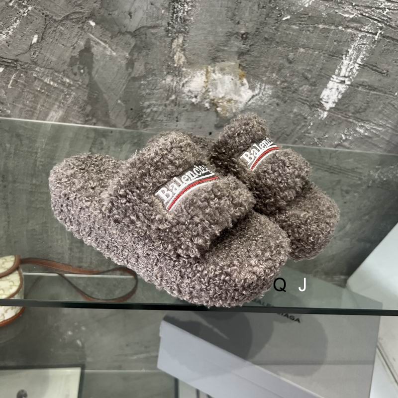 Balenciaga Furry Platform Sandal Taupe White Red