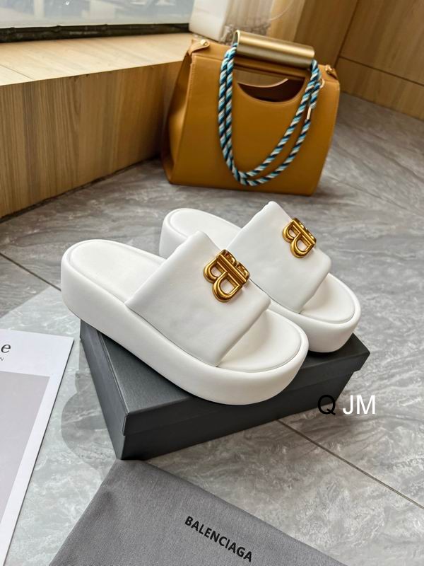BALENCIAGA Pool BB Slide Sandal White