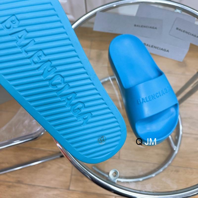 Balenciaga Chunky logo platform slides Blue