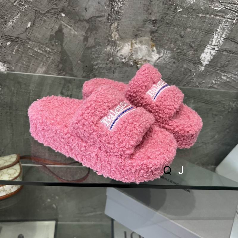 Balenciaga Furry Platform Sandal Pink White Purple