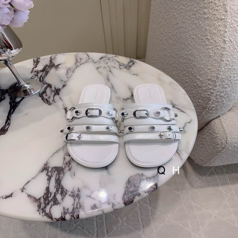 Balenciaga City Slide Sandals Metal Ring White