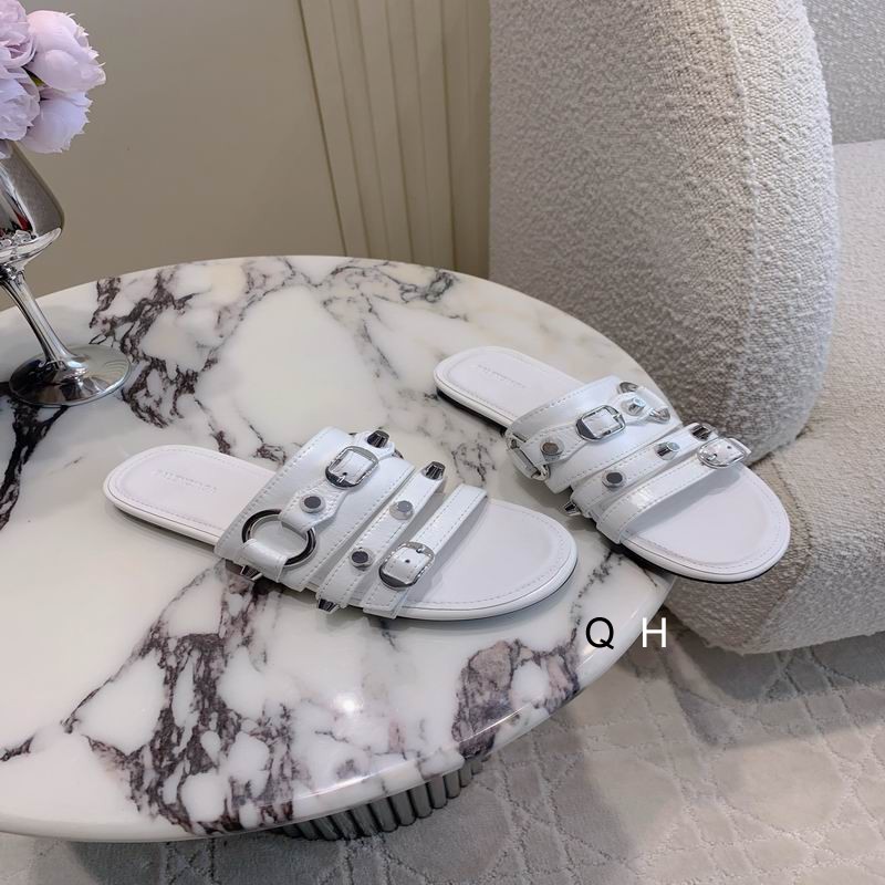 Balenciaga City Slide Sandals Metal Ring White