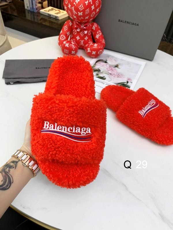 Balenciaga Furry Platform Sandal Black White Red