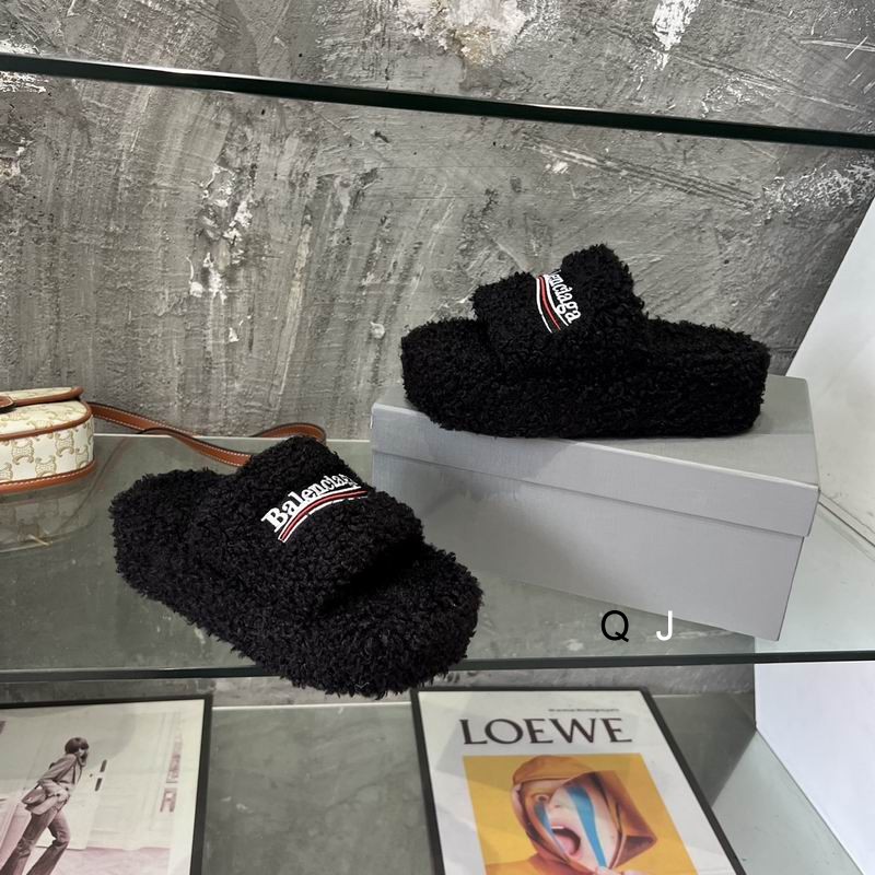 Balenciaga Furry Platform Sandal Black White Red