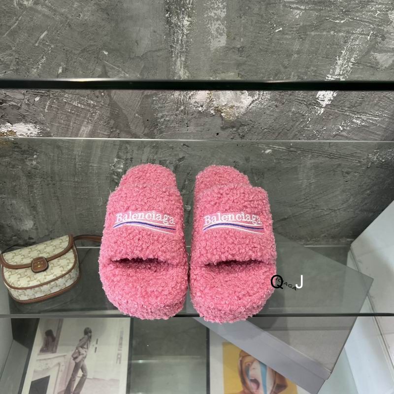 Balenciaga Furry Platform Sandal Pink White Purple